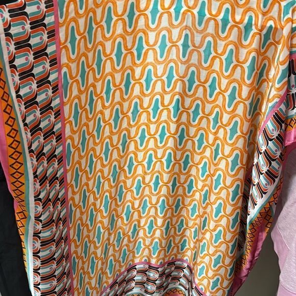 Boho multicolor print kimono / swim coverup - beautiful pattern and color combo - Picture 5 of 5
